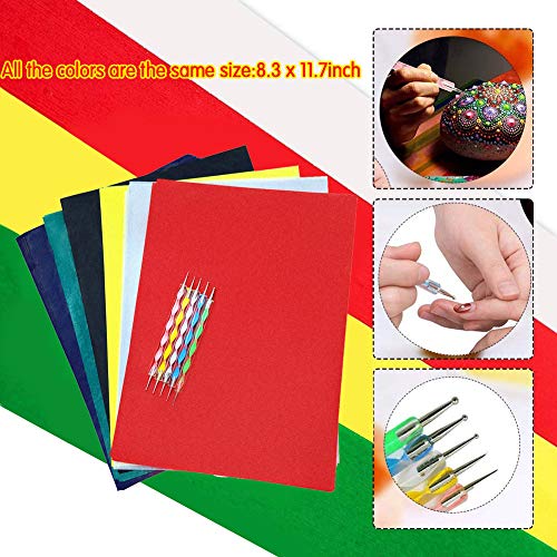 30 Sheets Carbon Transfer Paper,Tracing Paper Carbon Graphite Copy Paper with 5 Pieces Embossing Styluses Stylus Dotting Tools for Wood,Paper,Canvas and Other Art Surfaces 8.3 x 11.7 inches(6 Colors) - color: Black, Blue, Red, Yellow, Green, Translucent (