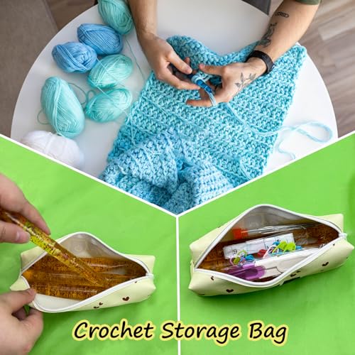 43 Pcs Large Crochet Hooks Set,12mm 15mm 18mm 20mm 25mm Large Crochet Hooks for Chunky Yarn,Plastic Crystal Smooth Big Crochet Needles for Handmade DIY Crochet with Storage Bag - color: Purple
