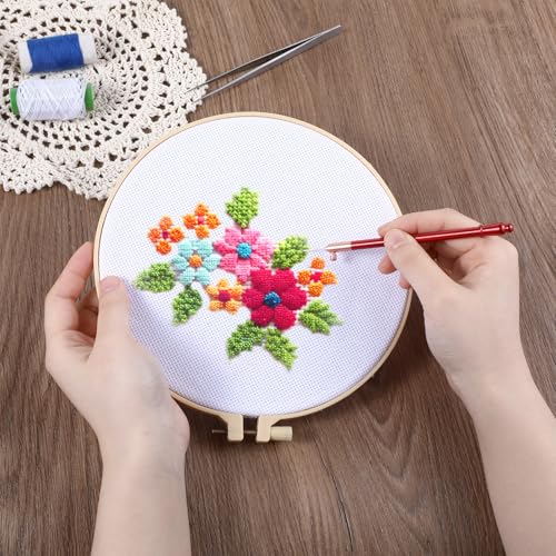 2 PCS Tambour Embroidery Kit, Tambour Hook with 6 Needles, Stainless Steel Bead Embroidery Kit for Sequin Beading DIY Sewing