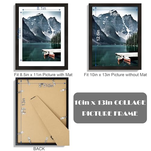 Hongkee 10x13 Picture Frames with Real Glass - Display 8.5x11 Diploma with Mat or 10 x 13 Photo without Mat, Wall or Table Top Display(Black, 3 Pack) - color: Black, size: 10x13 in