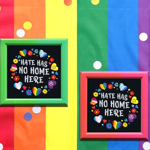 Nuberlic Embroidery Kit for Beginners - LGBT Love Pattern Adults Starter Cross Stitch Kit DIY Needlepoint with Hoop, Pre-Printed Fabric, Threads & Step-by-Step Guide - color: LGBT