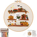 Nuberlic Halloween Ghost Reading Embroidery Kit for Beginners - color: HALLOWEEN