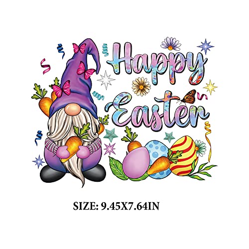 Easter Iron on Patches Easter Bunny Egg Gnome Iron on Patches for Clothing Cute Heat Transfer Stickers for Boys Girls Women Men T-Shirt Jacket Hoodies Jeans Pillow Covers Backpack DIY Decorations - color: Easter