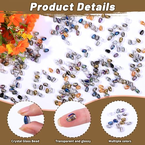 300pcs Glass Crystal Teardrop Beads 6X9mm Drop Glass Spacer Beads Colorful Clear Electroplated Color Crystal Beads for DIY Jewelry Bracelet Making (Drop) - color: Drop