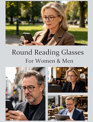 Round Reading Glasses for Women Men Blue Light Blocking Circular Readers Unisex Ultra Lightweight Circle Eyeglasses - color: Wood-grey Tortoise+blue Tortoise