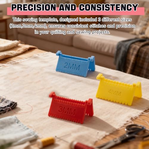 3PCS Sewing Ruler Clip-On Guide, Magnetic Needle Case Sewing Kit Set