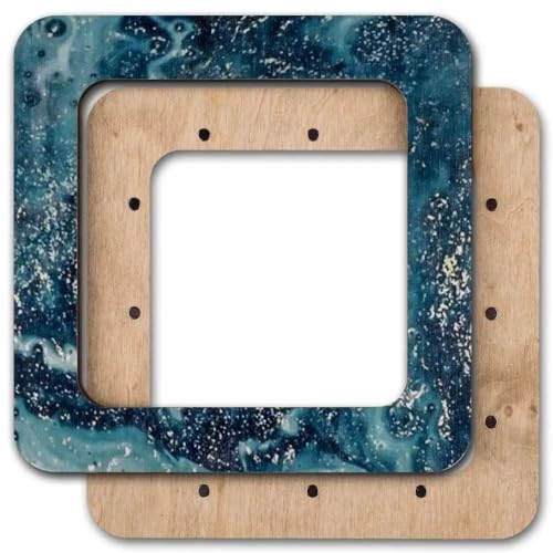 Magnetic Embroidery Hoop Medium – 4"x4" Inner Size, Square Hoop for Perforated Paper & Plastic Canvas, Celadon Blue | FLMP‑011 - color: Celadon