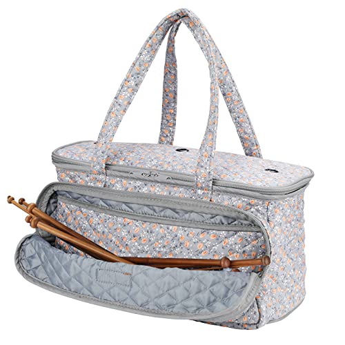 Yarn Bag-Yarn Storage Organizer with Grommets-Portable Crochet Bag for Yarn Skeins-Crochet Hooks-Knitting Needles -Other Accessories (Tulip-Orange) - color: Tulip-Orange