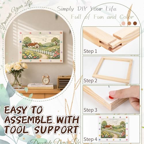 5 Sizes 20pcs Needlepoint Stretcher Bars, Wooden Canvas Stretcher Bars | 6,8,9,10,12 Inch Canvas Frame Kit for Embroidery Oil Painting Cross Stitch Needlework Craft DIY Art Projects