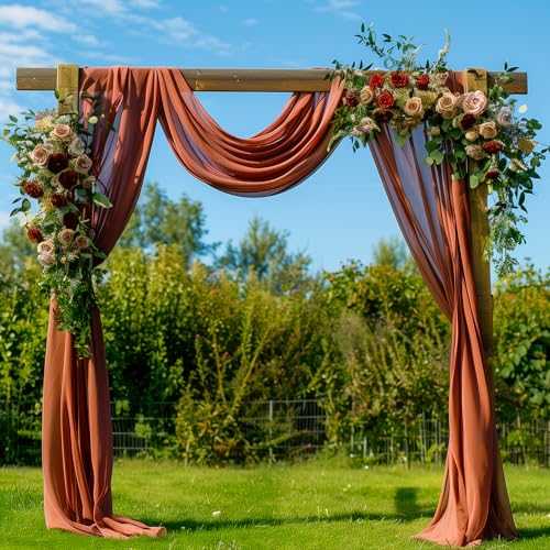 Wedding Arch Draping Fabric 1 Panel Terracotta Sheer Backdrop Drapes - color: Terracotta, size: 1 Panel