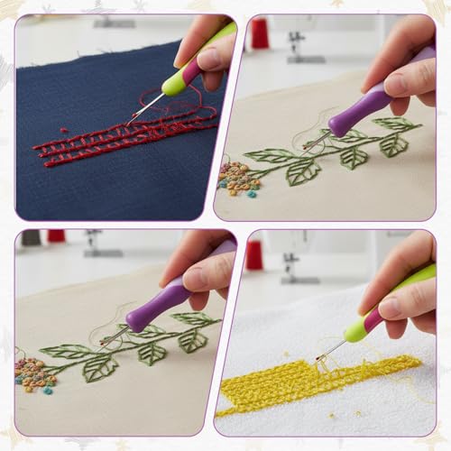 2 Pcs Seam Rippers for Sewing and Thread, Sewing Seam Thread Removers with Ergonomic Grip Stitch Remover Tool for Cross-Stitch, Embroidery, Needlework