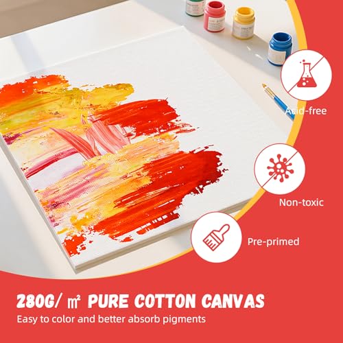Simetufy 12 x 12 inch 12 Pack Painting Canvas Boards- Gesso Primed - size: 12"x12"