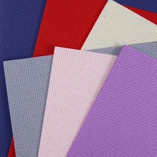 KCS 6 pc of 12" x 18" (30cmx45cm) 14 Count Cotton Aida Cloth Cross Stitch Fabric (14CT-J) - color: 14ct-j