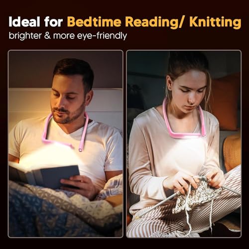 Neck Light, Stepless Dimming Reading Light for Book Lover Gifts - color: Pink