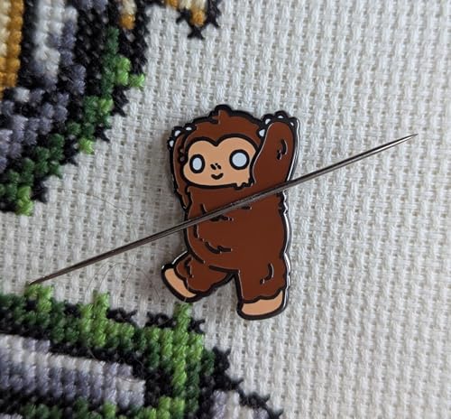 Bigfoot Magnetic Needle Minder, Enamel Pin Design for Cross Stitch, Embroidery, Needlework Organization