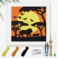 Doodlream African Savanna Needle Kit for Beginner, 9.4"x 9.4" Sunset Lion Punch Stitching Craft Set, Color DIY Embroidery Starter with Printed Frame, Instruction, Threader, Yarn, Pinch Needle - color: Savanna