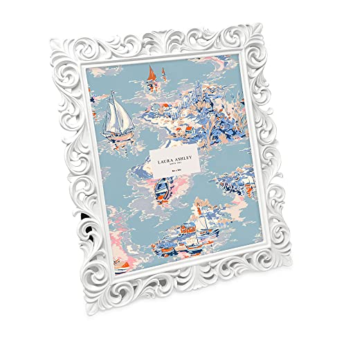 Laura Ashley 8x10 White Vintage Inspired Resin Scroll Design Picture Frame - color: White, size: 8x10