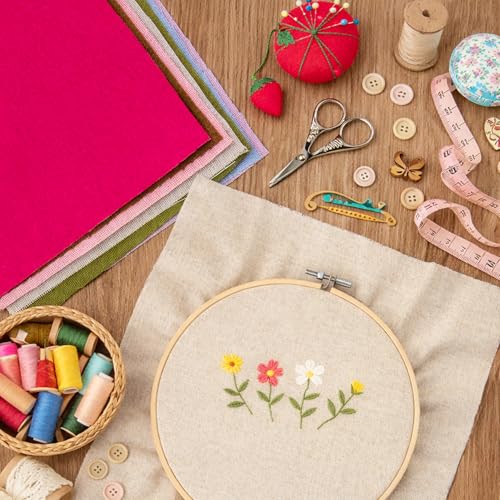 12 Sheets 12 Colors Linen Embroidery Fabric Pre-Cut 5.9×5.9Inch - size: 5.9×5.9Inch