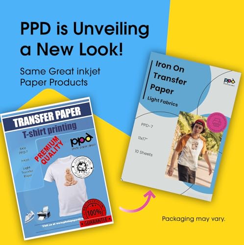 PPD 10 Sheets 11x17" Iron-on Heat Transfer Paper Light Fabrics Inkjet - size: 11 x 17, style: Light (10 Sheets)