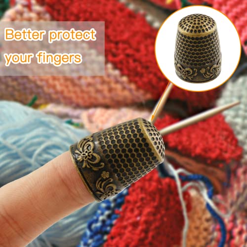 Coufce 4 Pcs Bronze Metal Sewing Thimble - color: bronze