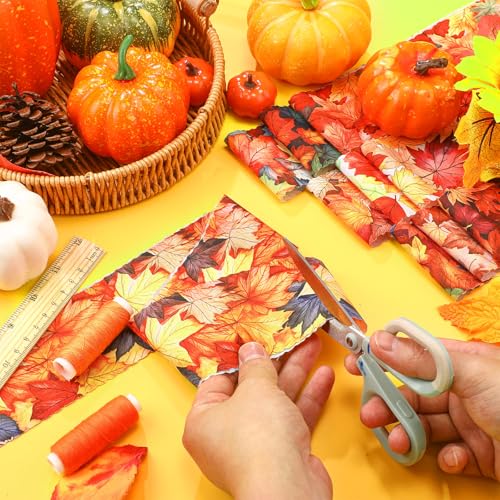 Hosuly 40 Pcs Fall Fabric Autumn Maple Leaves Jelly Quilting Strips Roll - color: Maple Leaf