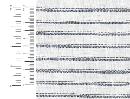 100% Linen Fabric – Lightweight Prewashed – Horizontal Stripe Patterns – Precut Style – Soft & Breathable – 52” Width – by The Linen Lab (Navy 4841, 1 Yard pre Cut) - color: Navy 4841, size: 1 yard pre cut