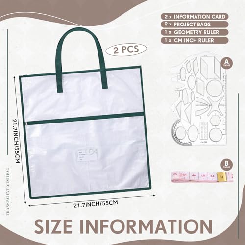 Feifeiya 2 Pack 21.7 Inch Sew Project Bag Needlepoint Project Bag Quilting Embroidery Craft Organizer Storage Bags with Handle and Pocket Zippered with Tools for Art Craft Knitting Quilting Stitching - size: 21.7 Inch