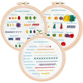Beginner Embroidery Kit – Learn 28 Stitches – DIY Embroidery Set with 3 Hoops, Stamped Patterns, Needles, Scissors, Thread – Complete Cross Stitch Kit for Adults, Teens, Beginners & Crafters - color: Beginner Practice Patterns