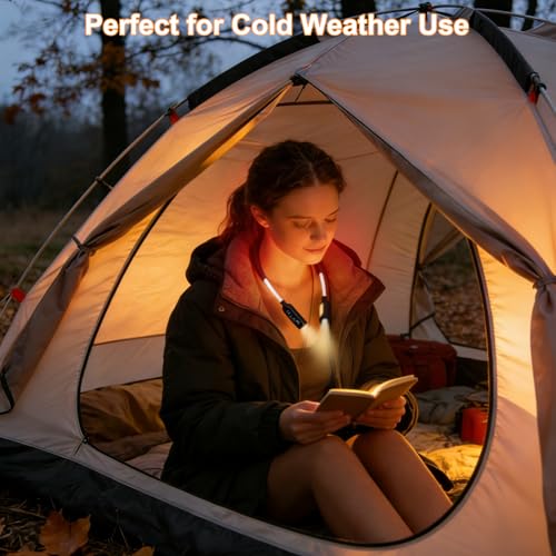 Neck Reading Light, Rechargeable Book Light, 3 Color Modes - style: Heating