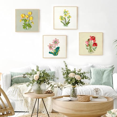 4 Sets Ribbon Flower Embroidery Kit for Beginners, Adults Cross Stitch Kits - color: Ribbon Flower