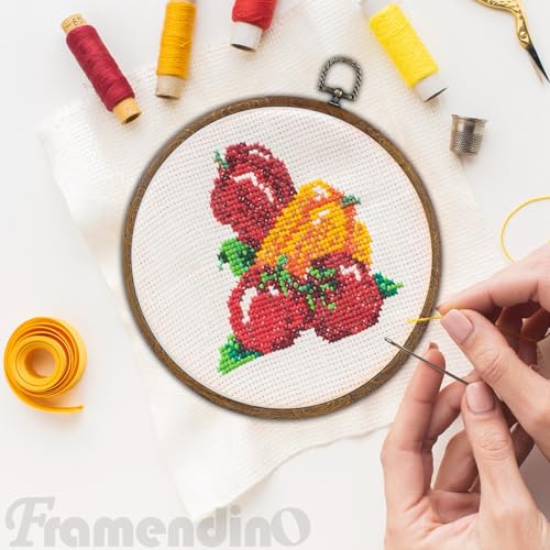 Framendino, 4 Pack Round Embroidery Hoops 8 Inch Imitated Wood Display Frame Circle Cross Stitch Hoop Rings for Art Craft Sewing Hanging Ornaments - color: 8", size: 4 Pack