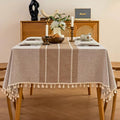 Waterproof Outdoor Rectangular Tablecloth, Khaki Stripe, 55 x 70 Inch - color: 01-khaki Stripe, size: 70" x 55" (Rectangular)