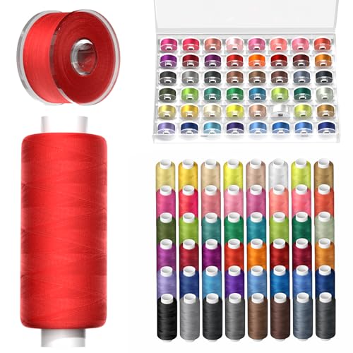 96Pcs Professional Sewing Thread Kit, 48 Colors 400 Yards/Spool, [Top Durability with 4-Ply Tight-Twist] AAA-Grade Polyester Thread with Prewound Bobbins, Sewing Machine Thread for Repair Quilting DIY
