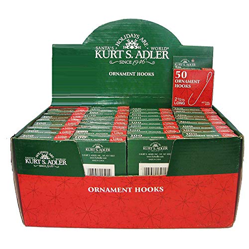 Kurt S. Adler 2.5-Inch Christmas Ornament Hooks, 50 Piece Set