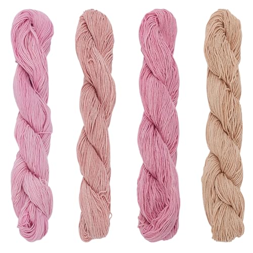 FREEBLOSS 4 Pcs Sashiko Thread 100M x 4 Colors Cotton Embroidery Floss 3 Stranded Pink Embroidery Threads Japanese Quilting & Sewing Thread for Sashiko Kit Supplies - color: Pink&Purple