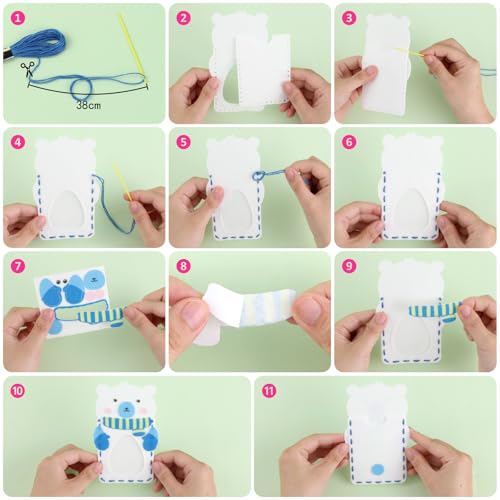 Felt Sewing Crafts for Kids Ages 4-12, 10 DIY Projects Kids Sewing Kit - color: animal organizers felt sewing kits
