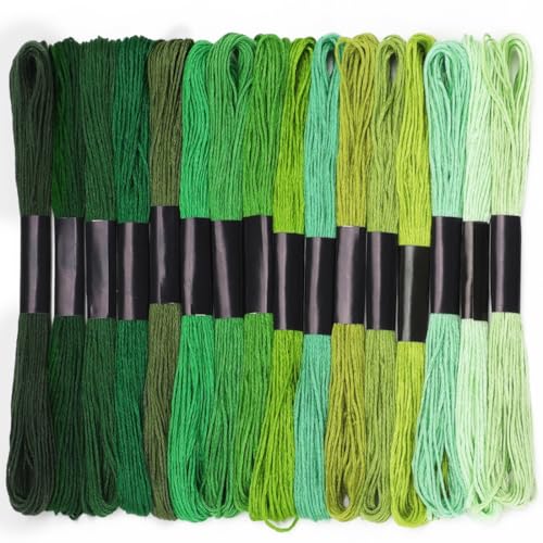 Embroidery Floss 16 Skeins 8.7 Yard Green Friendship Bracelet String Cross Stitch Threads for Jewelry Making Bracelet Stitching Thread Floss Bracelets Making Yarn - color: Green