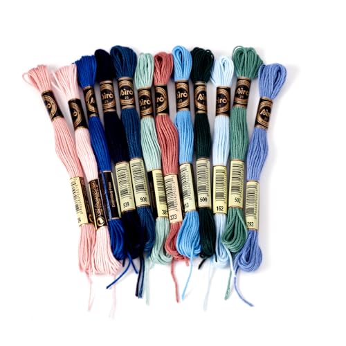 FASHEWELRY 105 Yards Crewel Cross Stitch Floss for Jewelry Making, 1mm Polyester Embroidery Floss Thread Embroidery Thread Bulk for Bracelet Knitting Stitch Supply (Rainbow) - color: Ocean Color, size: 1mm