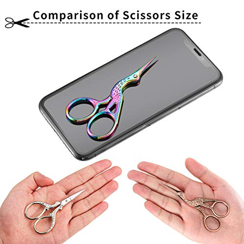 Honoson 5 Pcs Embroidery Scissors Stainless Steel Stork Design 3.6 Inch
