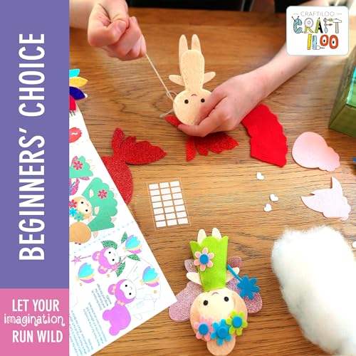 Fairy Sewing Kit for Kids Ages 5-12 - Beginner Kit, 5 Pre-Cut Felt Dolls - color: multicolor