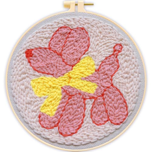 Pink Puppy Punch Needle kit for Beginners Adults, with Embroidery Hoop - color: Punch Needle kit-Cute Dog
