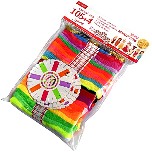Embroidery Floss Rainbow Color 109 Skeins Per Pack Cross Stitch Threads Friendship Bracelets Floss Crafts Floss with 3 Weaved Plate（105 pcs Embroidery Floss +4 Metallic Embroidery Thread - color: fashionable color, size: 1 Pack