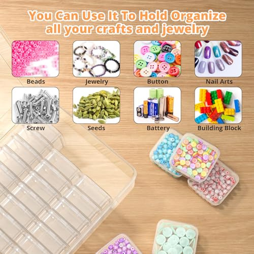 Mathtoxyz Bead Organizer Box, 30Pcs Small Beads Organizers and Storage Plastic Cases Mini Clear Dimond Storage Containers Boxes with Hinged Lid and Rectangle for Bracelet Making DIY Jewelry Craft Nail - size: Clear - 1P