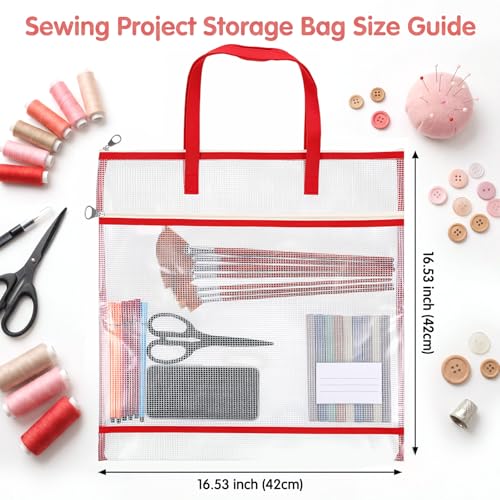 16.5x16.5 inch Portable Project Bags for Quilting Knitting