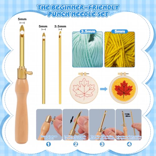 Punch Needle Kit Adults Beginner, Adjustable Punch Needle Tool - color: 11Pcs