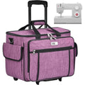 CAB55 Rolling Sewing Machine Case, Detachable Rolling Sewing Machine Carrying Case on Wheels, Trolley Tote Bag with Removable Bottom Wooden Board for Most Standard Sewing Machine and Accessories - color: Purple