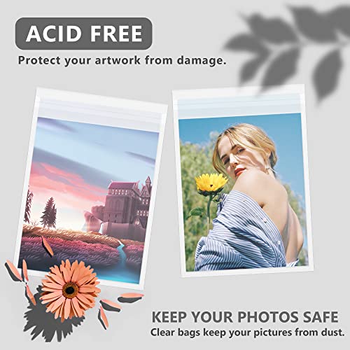 100Pack Acid-Free Crystal Clear Sleeves Storage Bags for 11x14 Photo - size: 11x14 100pack clear bags