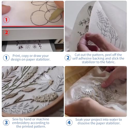 AYSOW 24PCS Water Soluble Stabilizer for Embroidery, 8.5''*11''