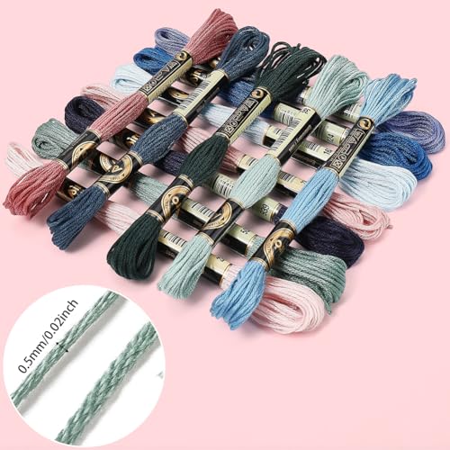 12 Skeins 105 Yards 6 Ply Embroidery Thread Floss Variegated Thread Dark Blue Green Cross Stitch Friendship Bracelet String for Jewelry Making Bracelet Knitting Stitching DIY Craft Supplies - color: Multicolor