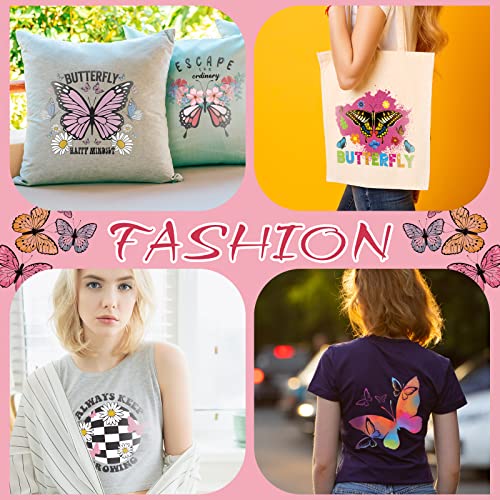 Panelee 5 Sheets Butterfly Flower Iron on Patches, Colorful Rainbow